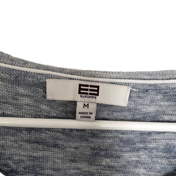 Ecetera linen double cardigan and cami crewneck blue and white knit vintage top - Picture 3 of 8